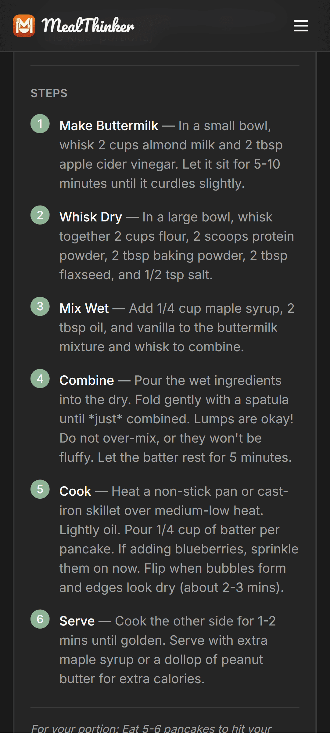 MealThinker recipe step-by-step cooking instructions