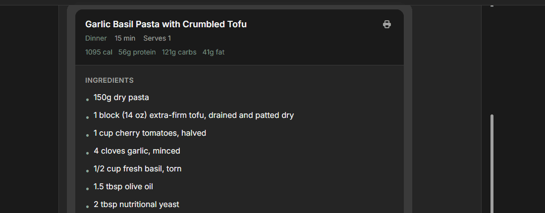 MealThinker personalized recipe suggestion