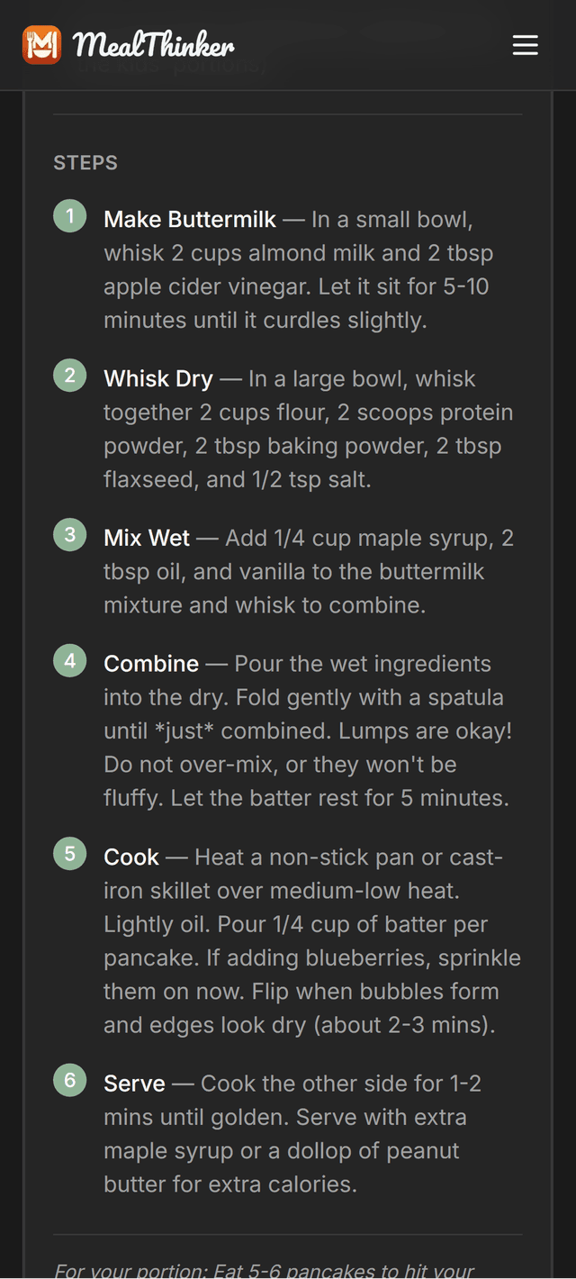 MealThinker recipe step-by-step cooking instructions